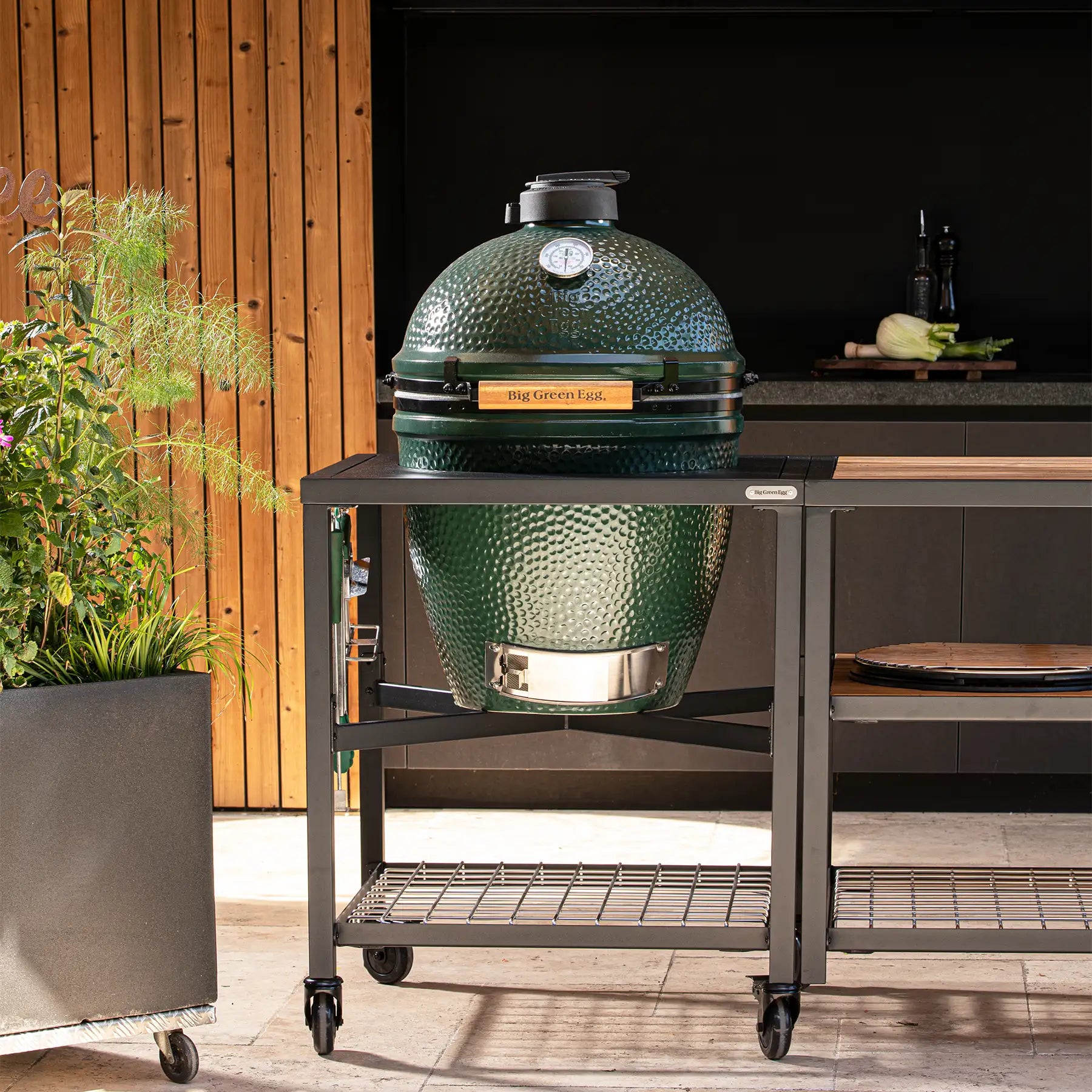 Large Big Green Egg in modular nest