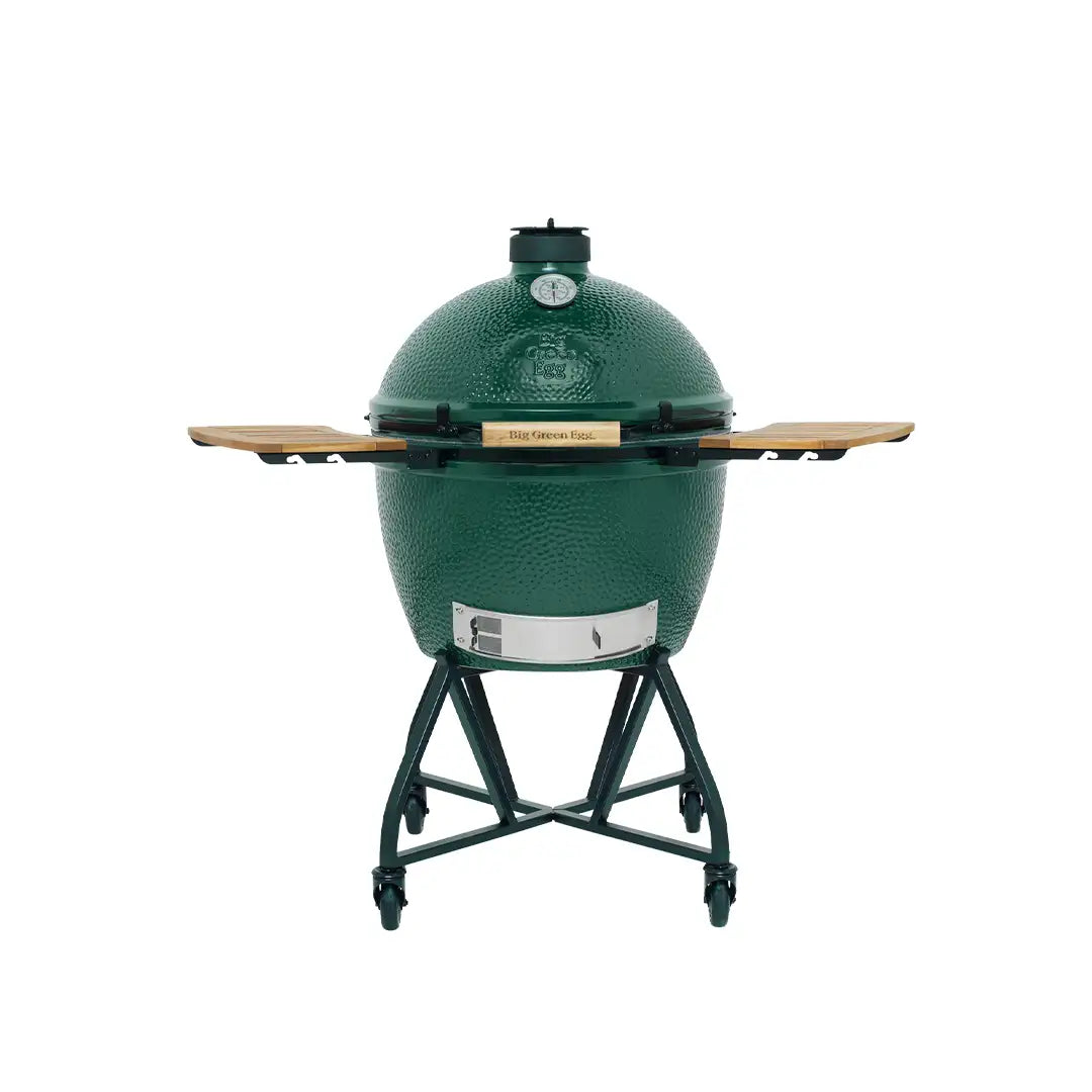XLarge Big Green Egg in trolley with shelves