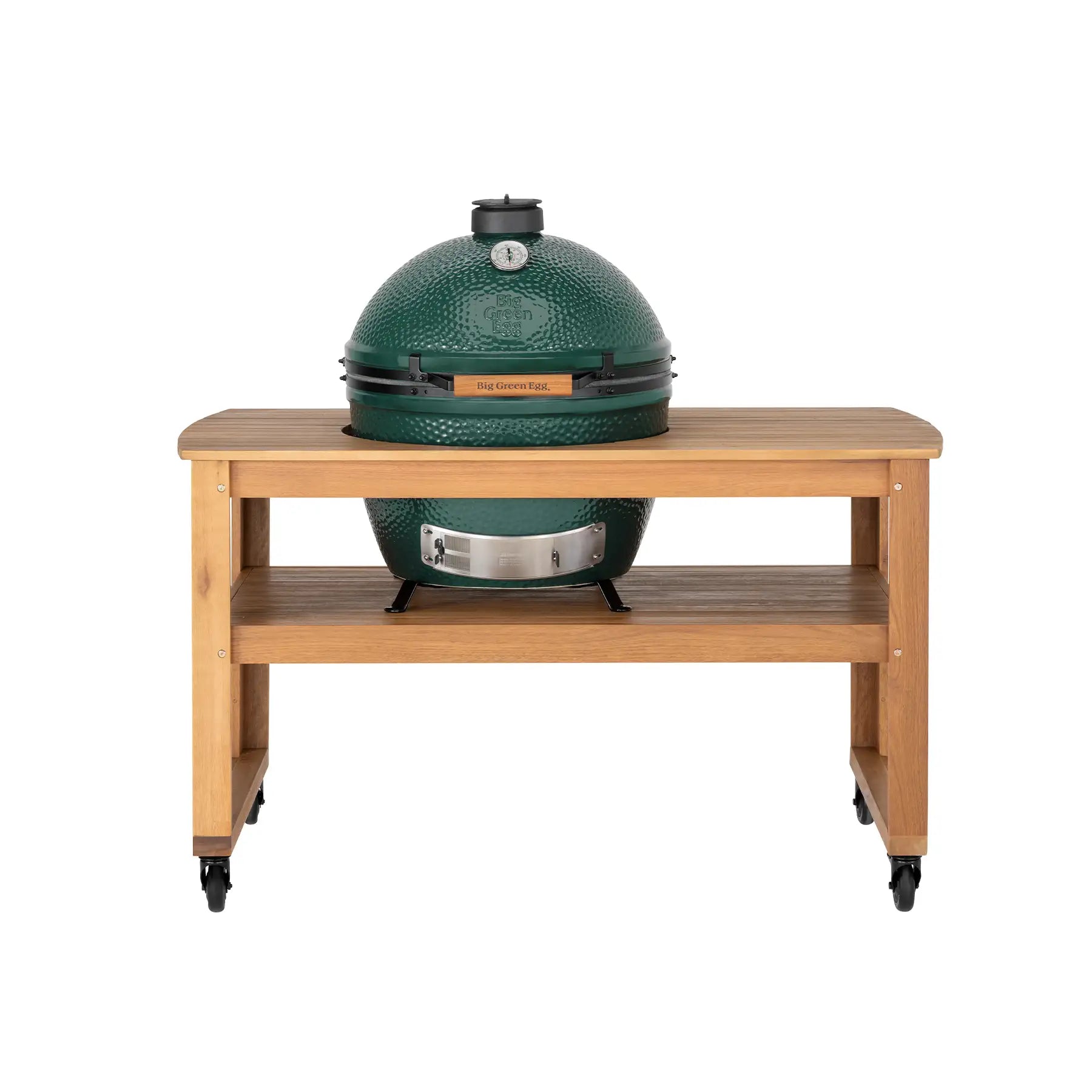 XLarge Big Green Egg in wooden table