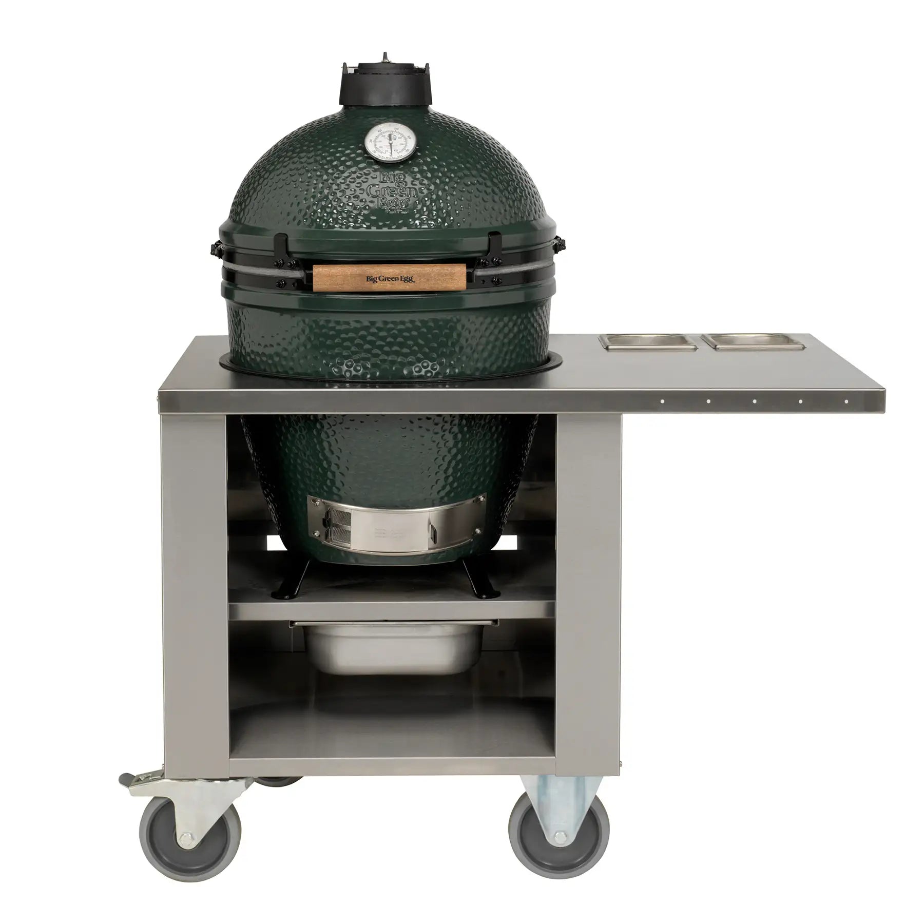 Large Big Green Egg with Chrome table trolley